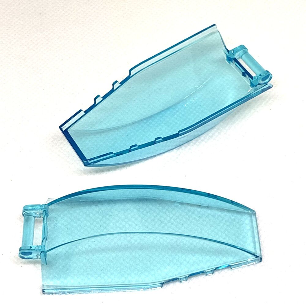 LEGO Trans Lt. Blu Windscreen 8x4x2 No. 35383 23448 Curved w/ Bar Handle Qty 2